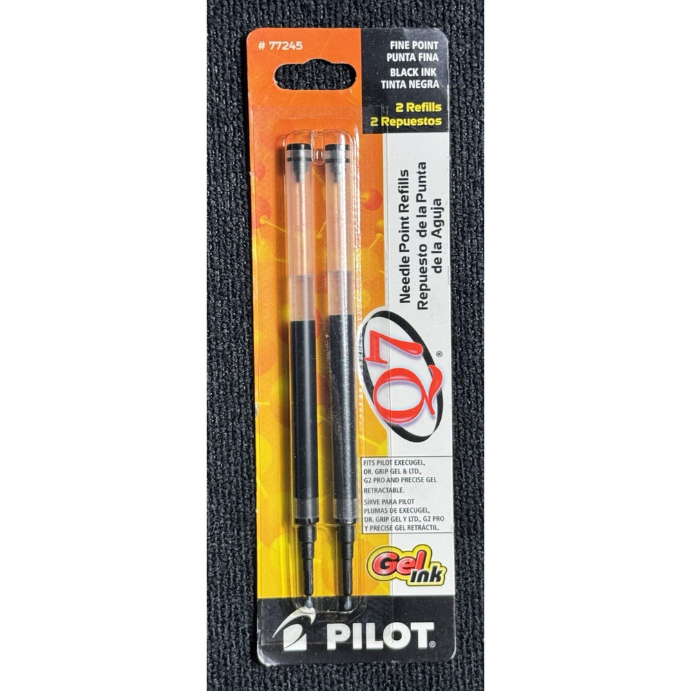 Pilot Q7 Gel Needle Point Pen Refill 77245 Black Ink Fine Point 2 Pack